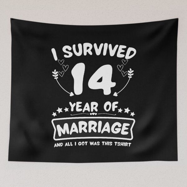 Item preview, Survived 14 Years Marriage Happy 14th Anniversary Funny Couples designed and sold by JoshBulky.
