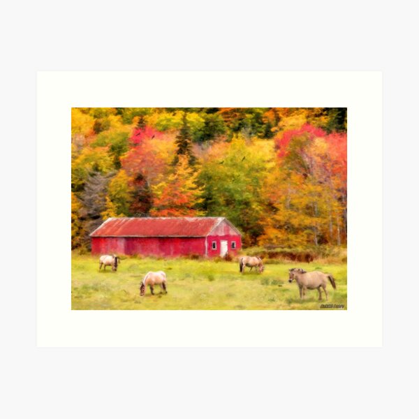 Autumn Horses Art Print