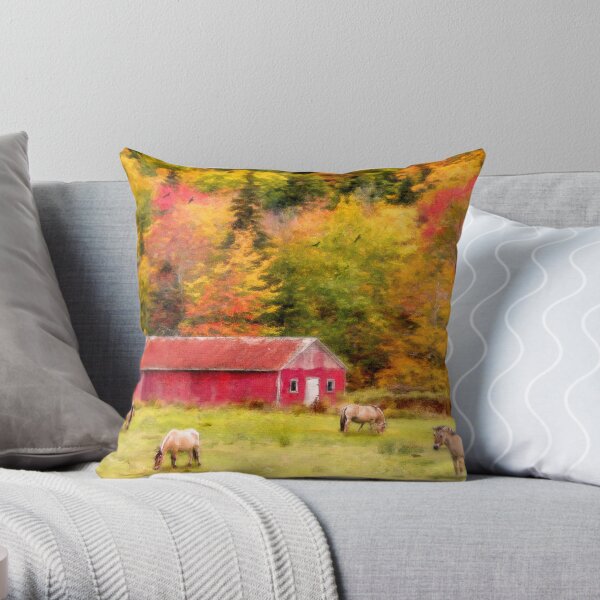 Autumn Horses Throw Pillow
