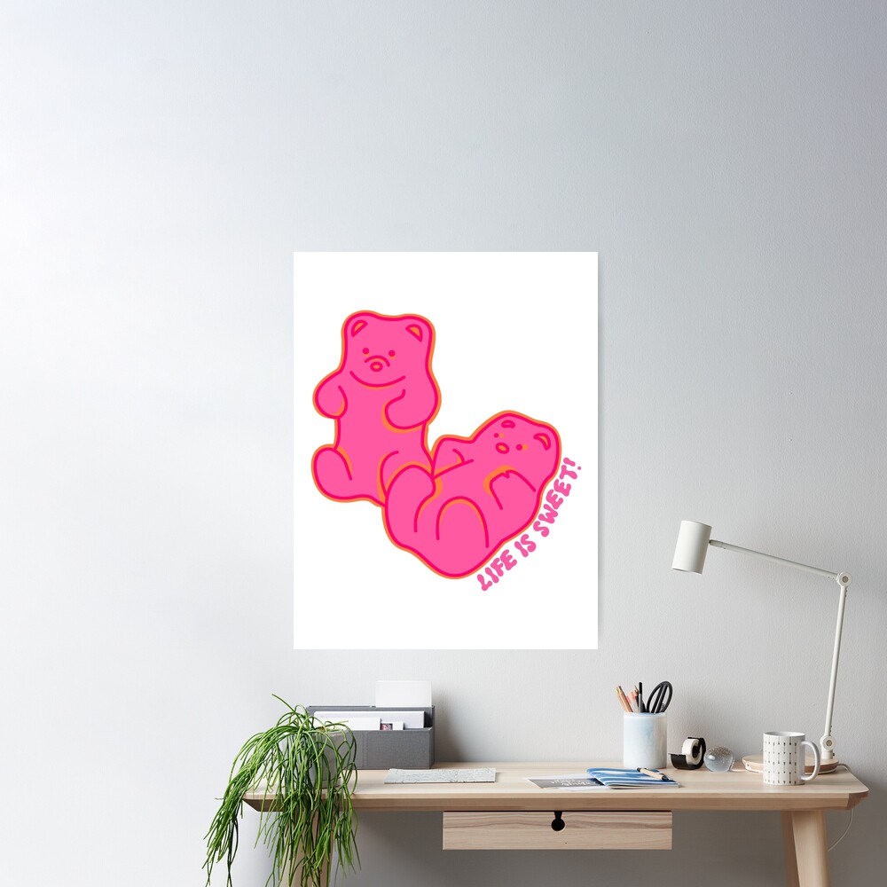 Whimsical Pink Gummy Bear Poster - Vibrant, Candy-Inspired Wall Art Decor –  Poster Wall