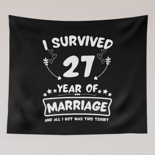 Item preview, Survived 27 Years Marriage Happy 27th Anniversary Funny Couples designed and sold by JoshBulky.