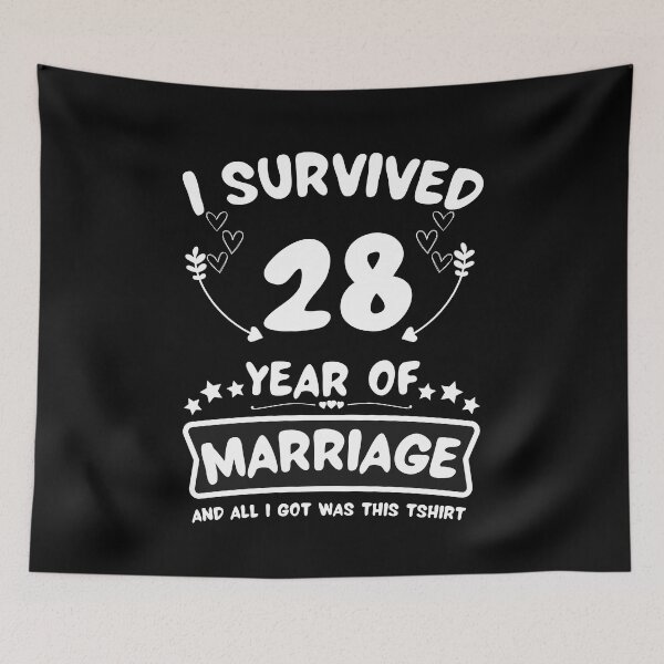 Item preview, Survived 28 Years Marriage Happy 28th Anniversary Funny Couples designed and sold by JoshBulky.