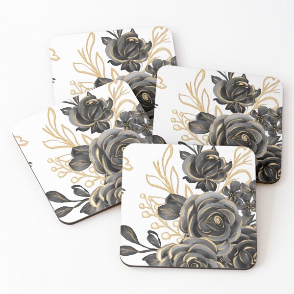 Item preview, Floral Rose Art Golden Black  designed and sold by Tshirtstory.
