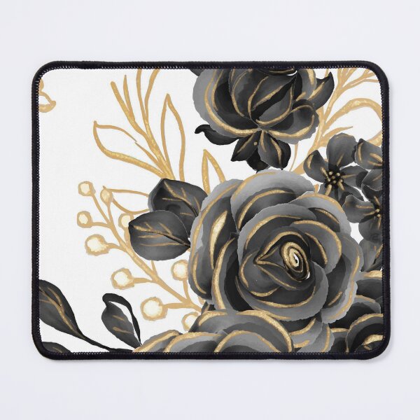 Item preview, Floral Rose Art Golden Black designed and sold by Tshirtstory.