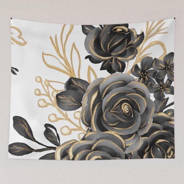 Item preview, Floral Rose Art Golden Black  designed and sold by Tshirtstory.