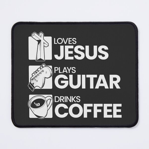 Item preview, Jesus Guitar & Coffee Shirt designed and sold by LaughsAndVerses.