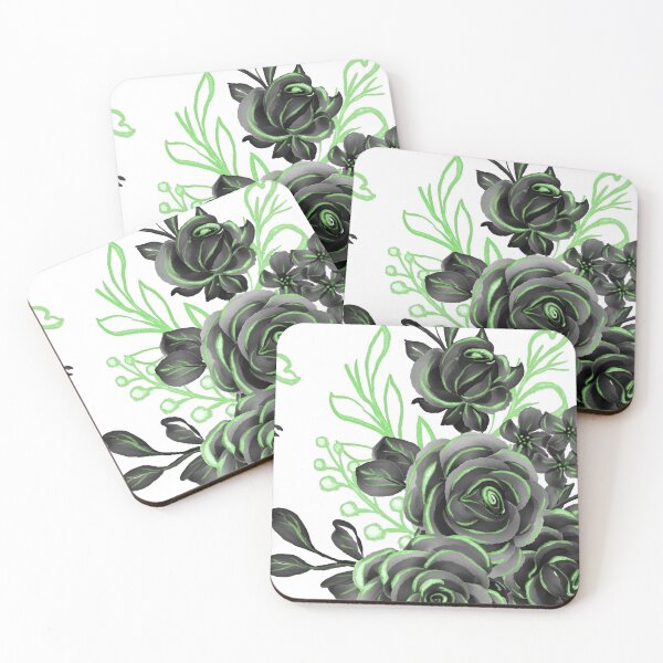 Item preview, Floral Rose Art Green Black  designed and sold by Tshirtstory.