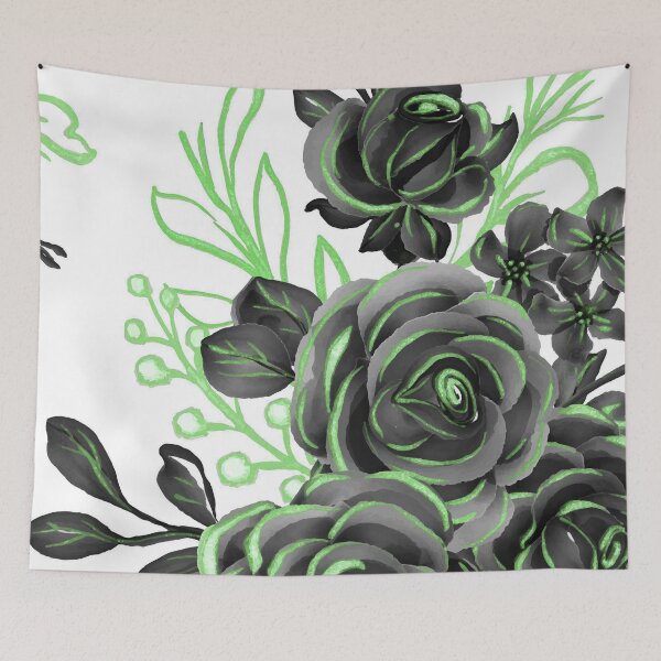 Item preview, Floral Rose Art Green Black  designed and sold by Tshirtstory.