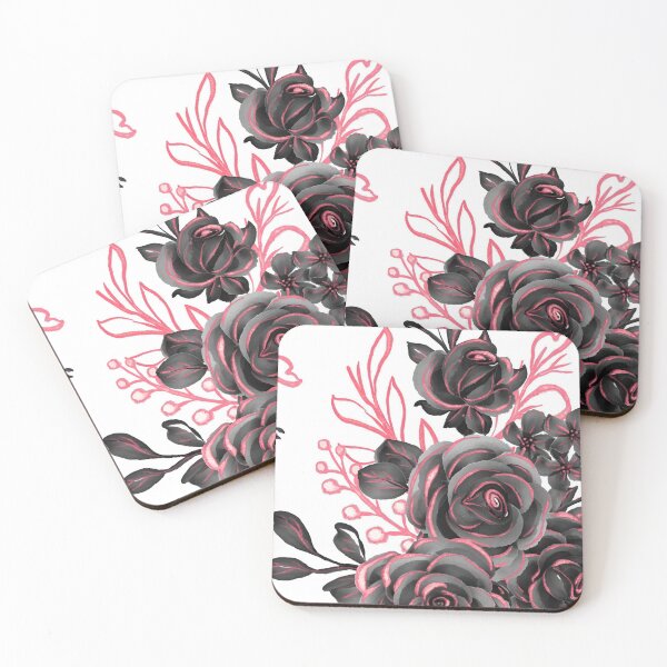 Item preview, Floral Salmon Black Art designed and sold by Tshirtstory.