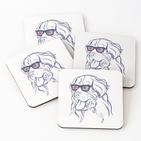 Item preview, Dog with Shades Golden Retriever with US UK Flags designed and sold by Click-Like.