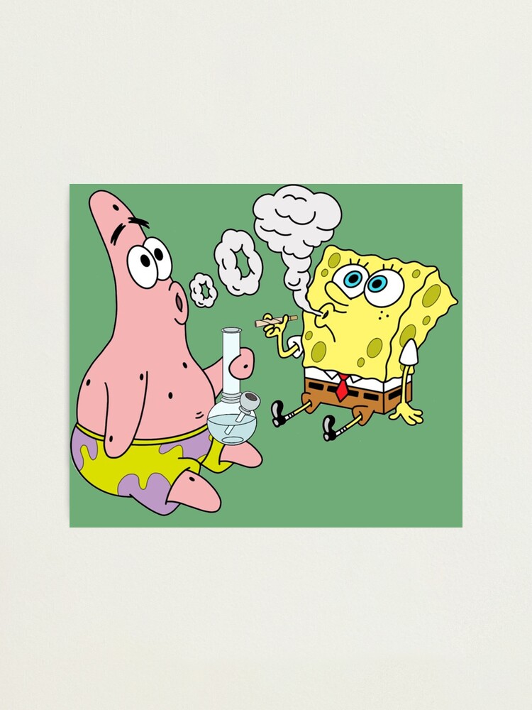 "Spongebob and Patrick Smoking Weed Cannabis Cartoon" Photographic