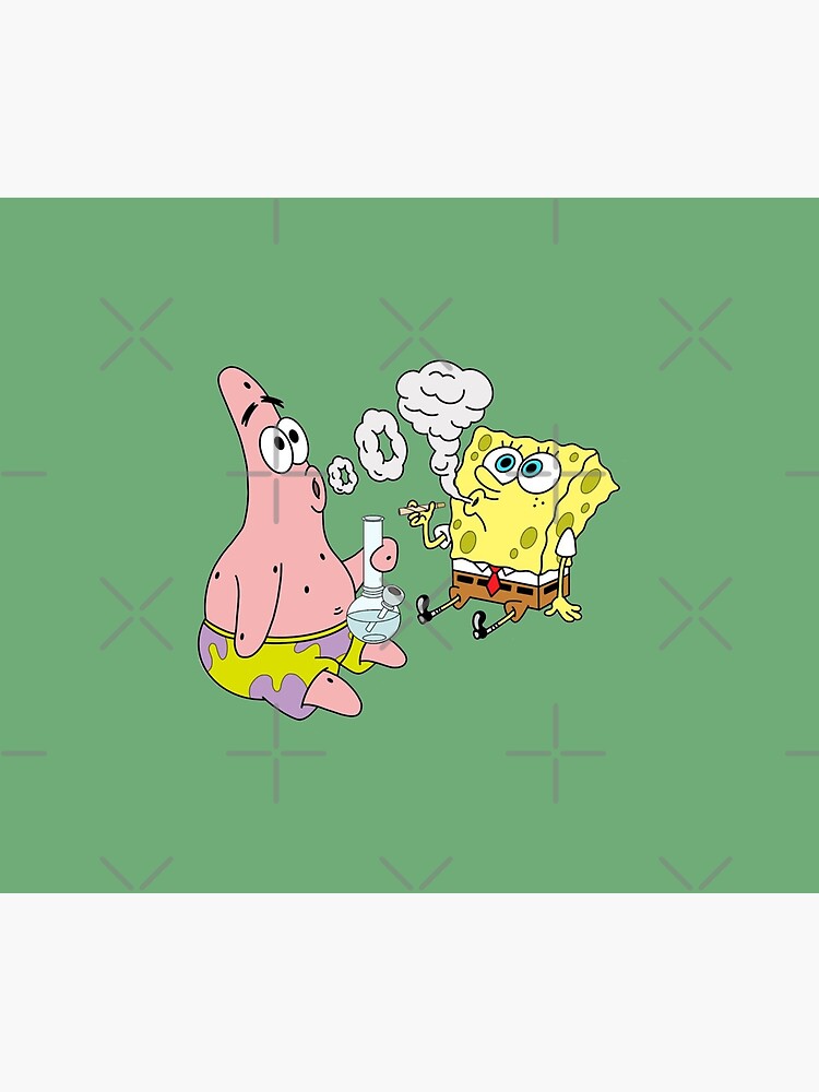 Spongebob And Patrick Smoking Weed Cannabis Cartoon Throw Blanket For