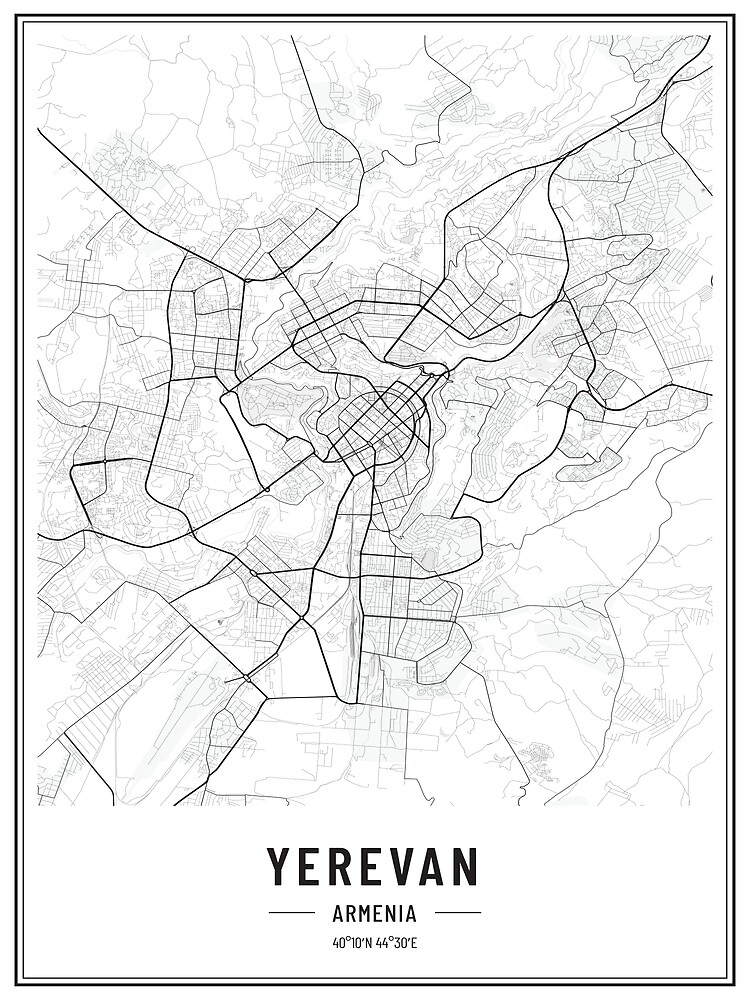 Armenia Yerevan City Map Poster For Sale By Map Outfit Redbubble   Flat,750x,075,f Pad,750x1000,f8f8f8.u1 