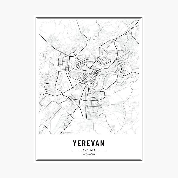 Armenia Yerevan City Map Photographic Print For Sale By Map Outfit   Pp,504x498 Pad,600x600,f8f8f8.u1 