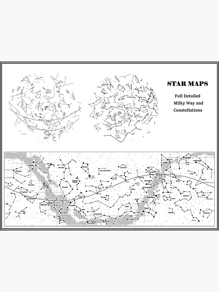 STAR MAPS MILKY WAY And CONSTELLATIONS Print Premium Matte Vertical