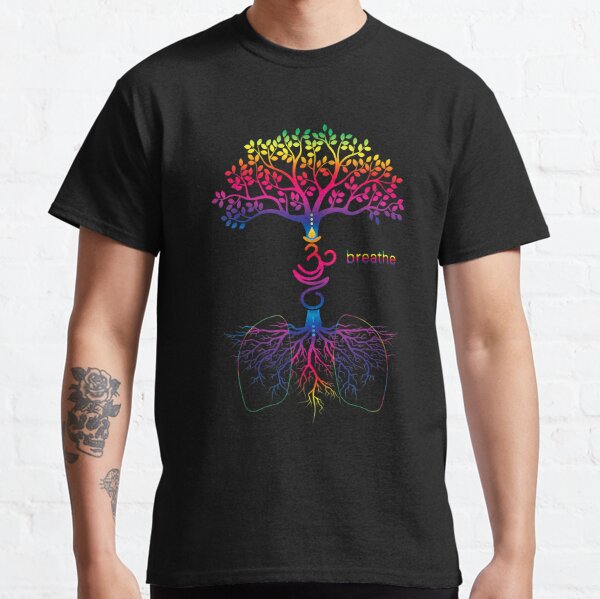 Womens Breathe in a Colorful Rainbow Tree of Life Classic T-Shirt