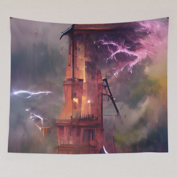 Item preview, Lightning Into Tower | Artificial Inteligence Generated Art designed and sold by AllAboutAI.