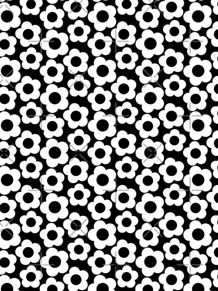 Retro Black and White Simple Flower Pattern by ClaudiaFlores