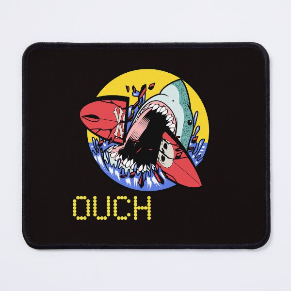 Item preview, "ouch"shark biting surfboard designed and sold by ydsdesigns.