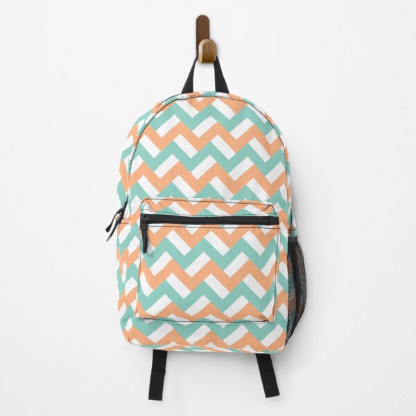 Item preview, Teal and peach zigzags designed and sold by Petits Pixels.