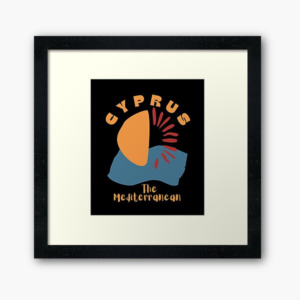 Abstract Cyprus The Mediterranean - Orange Text - Vacation / Cruise Framed Art Print