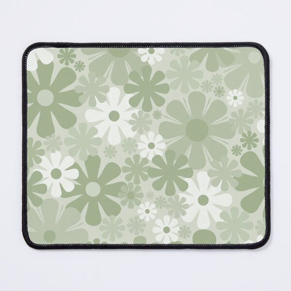 Item preview, Retro 60s 70s Aesthetic Floral Pattern in Pretty Pastel Sage Green designed and sold by kierkegaard.