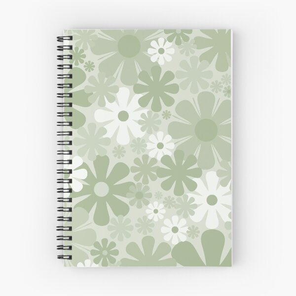 Item preview, Retro 60s 70s Aesthetic Floral Pattern in Pretty Pastel Sage Green designed and sold by kierkegaard.