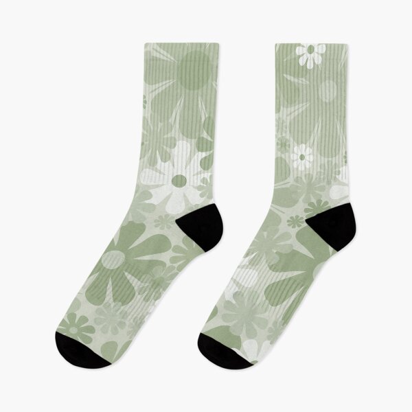 Item preview, Retro 60s 70s Aesthetic Floral Pattern in Pretty Pastel Sage Green designed and sold by kierkegaard.