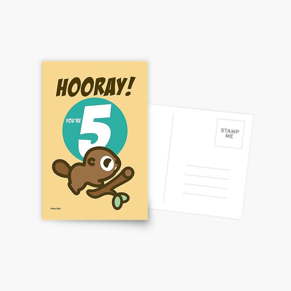 Hooray You Are Five! Birthday Card Postcard