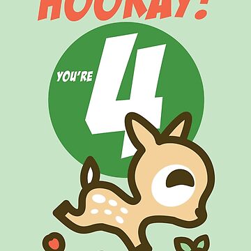 Artwork thumbnail, Hooray You Are Four! Birthday Card by PaolaOpal