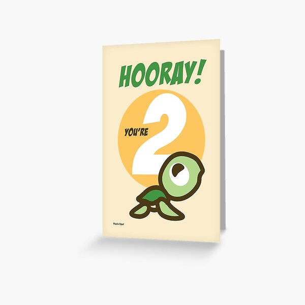 Hooray You Are Two! Birthday Card Greeting Card