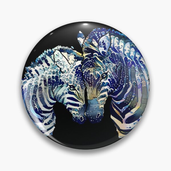 Item preview, Blue watercolor zebras in love, paint blue color, big wave color and style designed and sold by Collagedream.