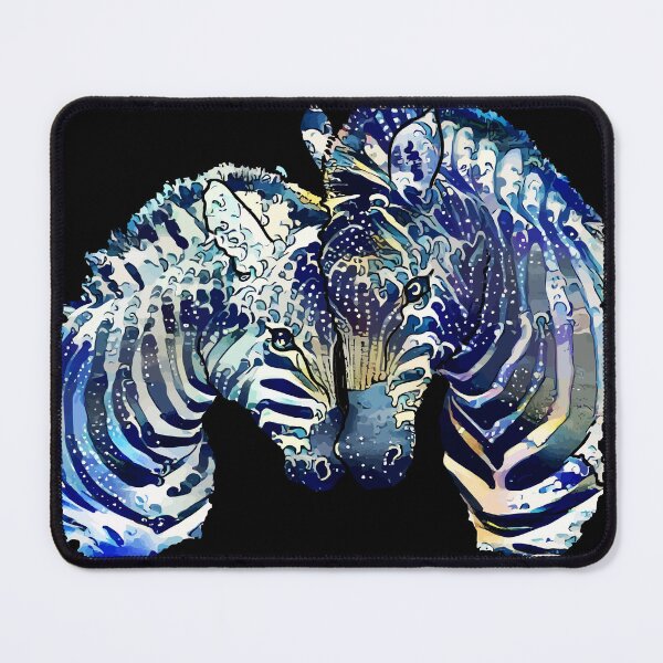 Item preview, Blue watercolor zebras in love, paint blue color, big wave color and style designed and sold by Collagedream.