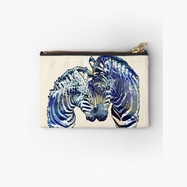 Item preview, Blue watercolor zebras in love, paint blue color, big wave color and style designed and sold by Collagedream.