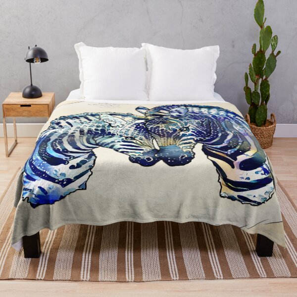 Artikelvorschau, Verliebte Zebras in blauem Aquarell, Farbe Blau, große Welle, Farbe und Stil entworfen und verkauft von Collagedream.