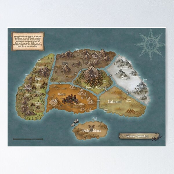 Anime One Piece World Map, Canvas Map, World Map, Canvas Scroll