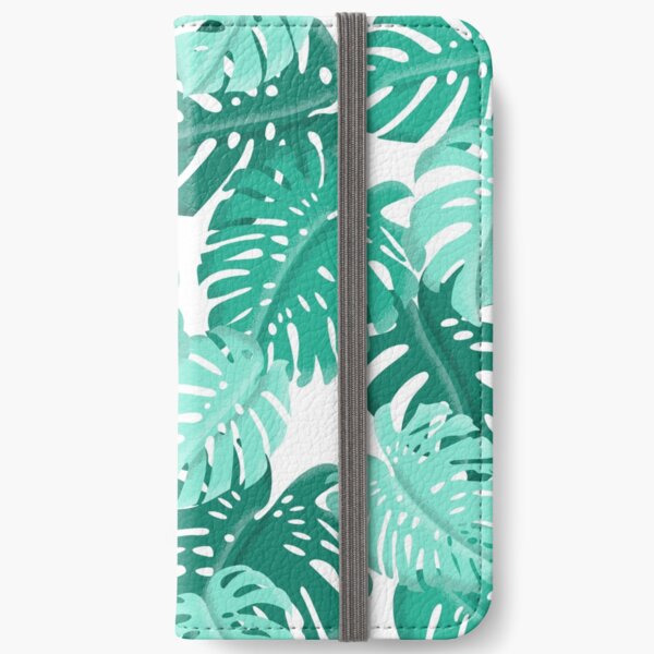Tropical Green Monstera Print iPhone Wallet