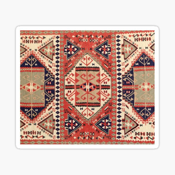 Vintage Anatolian Turkish Kilim Fragment 1950`s Sticker