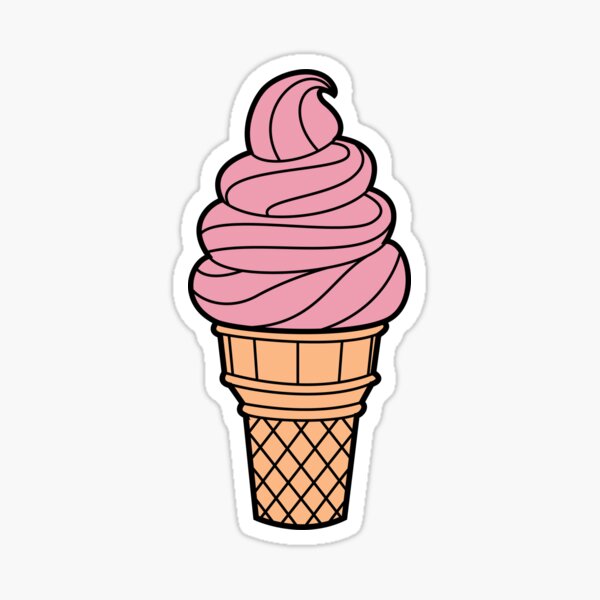 Pink Retro Style Icecream Cone Sticker