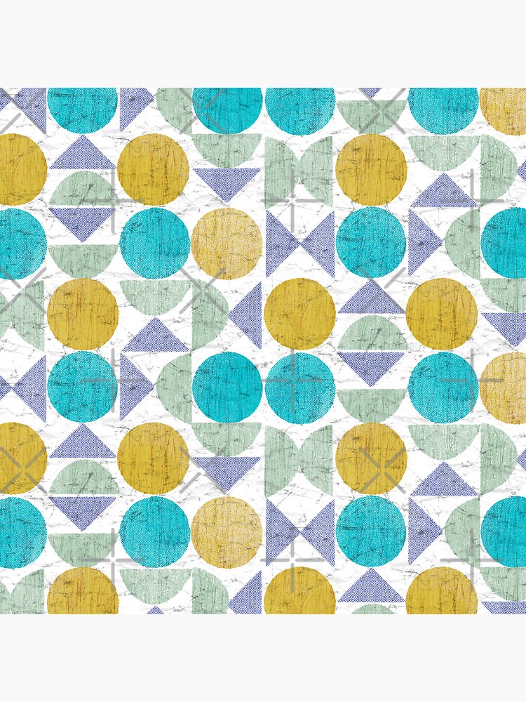 Mid Century Modern Textured Geometric in Mustard Teal Blue and Green by vinpauld