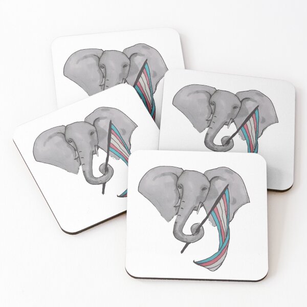 Item preview, Elephant waving trans flag for pride designed and sold by RainbowLetters.