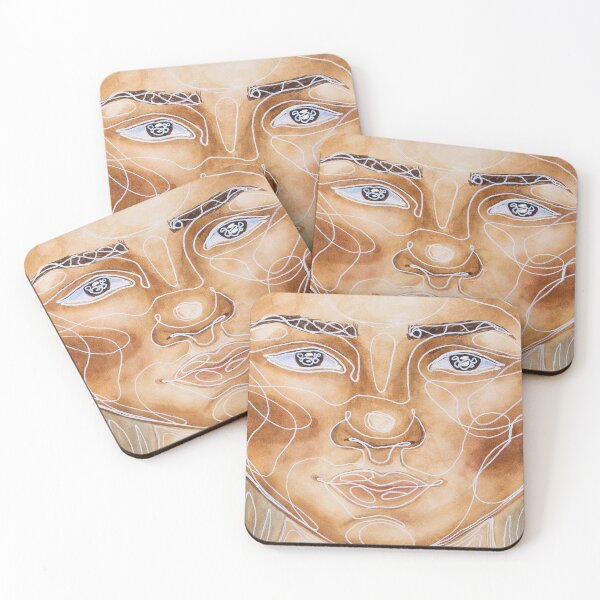 Item preview, Line art portrait painting in watercolour designed and sold by Chantellearts.