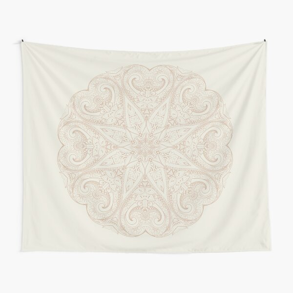 Sparkly Gold & White Mandala Wall Tapestry Boho Room Decor