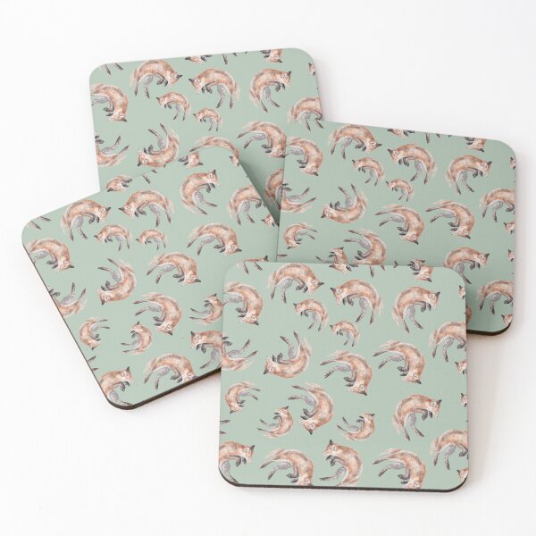 Item preview, Jumping Watercolor Foxes Wildlife designed and sold by wanderinglaur.