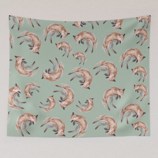 Item preview, Jumping Watercolor Foxes Wildlife designed and sold by wanderinglaur.