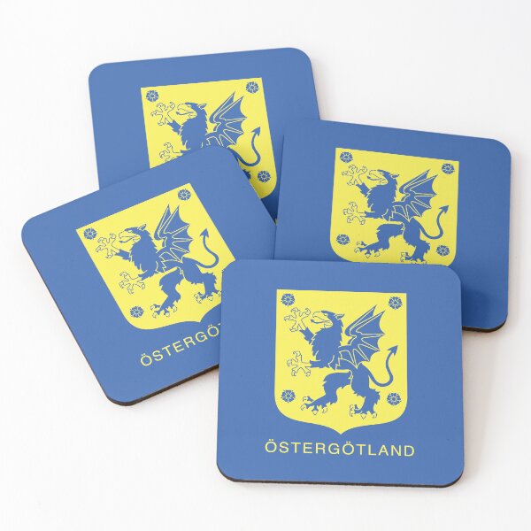 Item preview, Griffin with Dragon Wings, the Coat of Arms of Östergötland, Sweden, Yellow Print (Svenska Landskap) designed and sold by Landskapsbutiken .com.