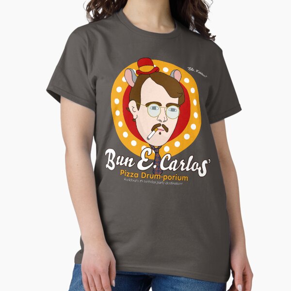 Vista previa del artículo con la obra «Porio de tambor de pizza de Bun E. Carlos», diseñado y vendido por Memento Morty.