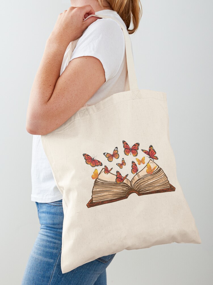 Canvas Tote Bags, Aesthetic Library Book Bags, Reusable Cute