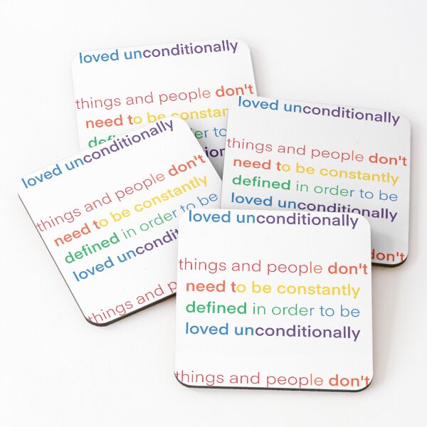 Item preview, Amelia unconditional love quote LGBTQIA+ designed and sold by queer-art-cake.