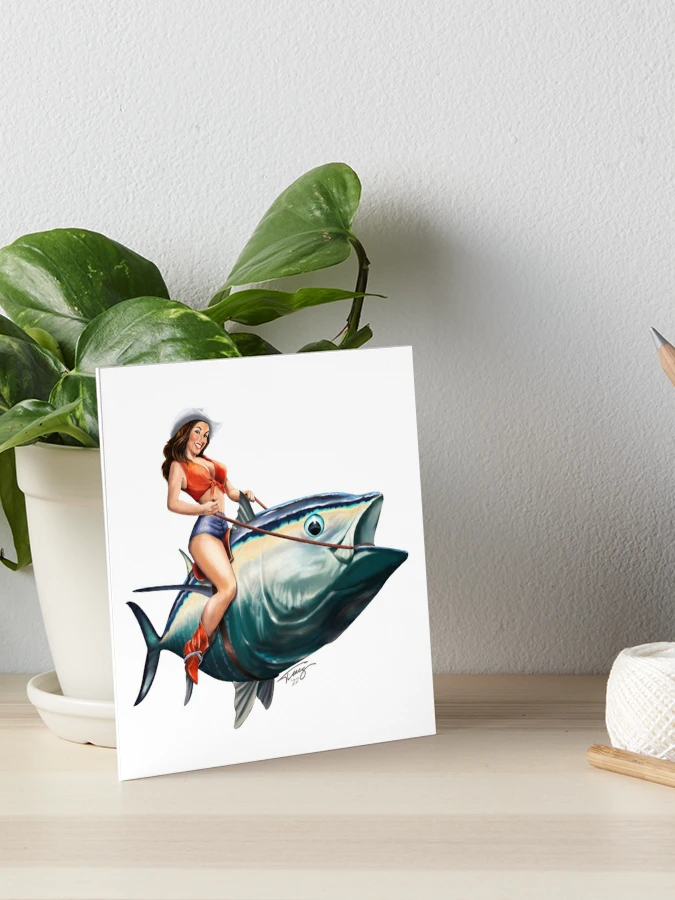 Fishing Pinup Girl Art Board Print for Sale by Mary Tracy